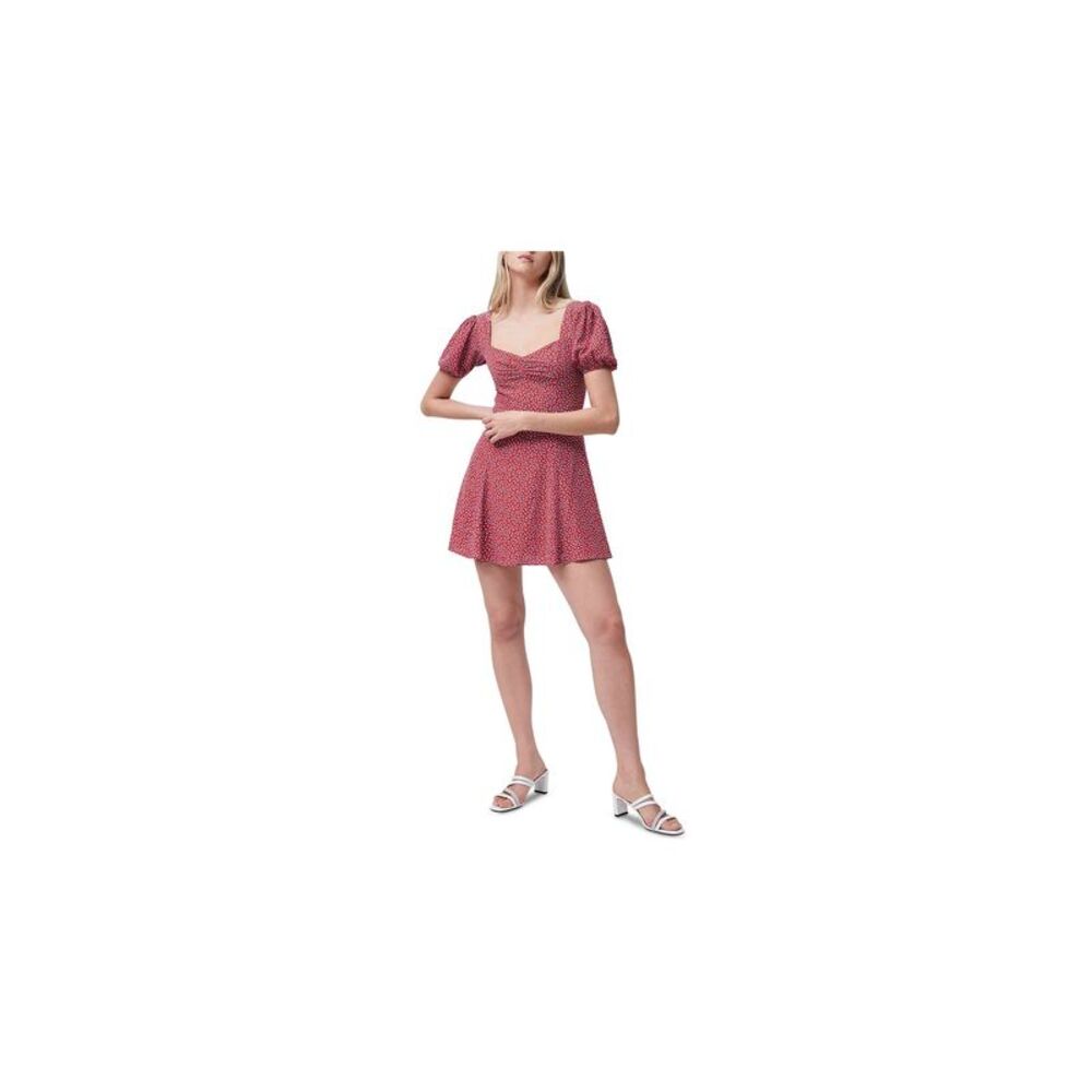 FRENCH CONNECTION Womens Red Pouf Sleeve Mini Party Fit + Flare Dress 0 - Picture 3 of 4
